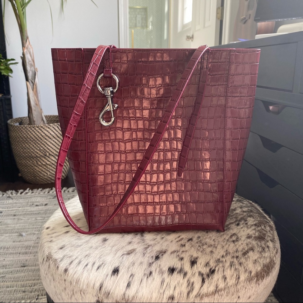 Rebecca Minkoff Wine Croc Embossed Shoulder Bag